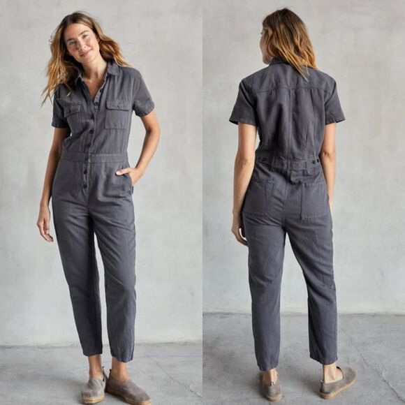 NWT Outerknown S.E.A. Suit Coveralls Organic Cotton Linen Blend Storm XL - Picture 1 of 13